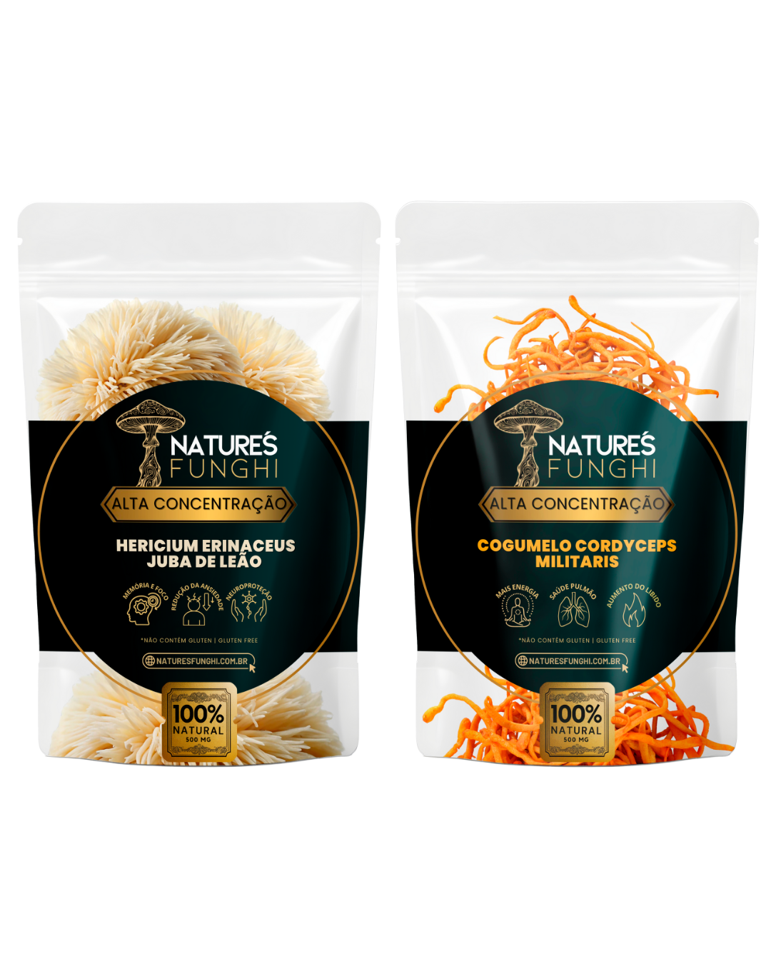 Kit Natures SuperBoost - Cogumelo Juba + Cordyceps - 90 Cápsulas (Cada)